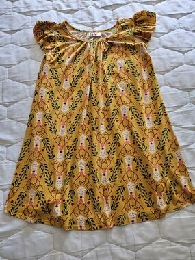 Dot Dot Smile Yellow Floral Neckline Girls Dress